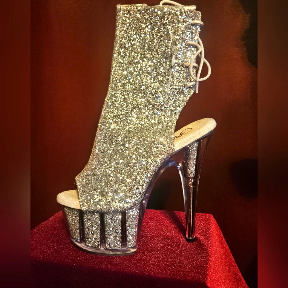 Pleaser Silver Platform Heeled Boots